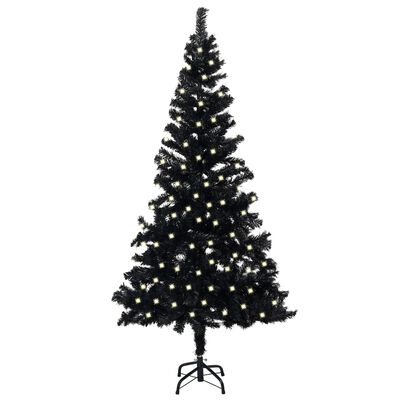 vidaXL fekete PVC megvilágított műkarácsonyfa állvánnyal 240 cm