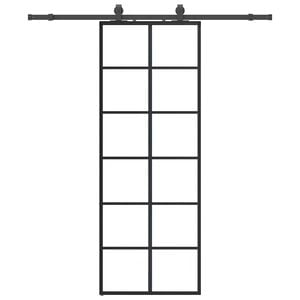 vidaXL fekete ESG &uuml;veg tol&oacute;ajt&oacute; f&eacute;mszerelv&eacute;ny-szettel 76x205 cm
