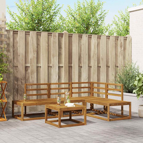 vidaXL K&uuml;lt&eacute;ri kanap&eacute; szett 5 Darab Term&eacute;szetes T&ouml;m&ouml;r Ak&aacute;cfa