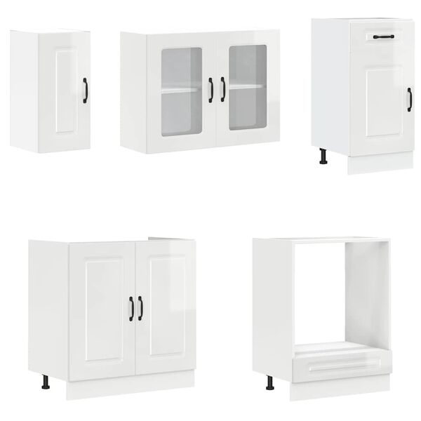 vidaXL 8 részes konyhai szekrény szett Kalmar fényes fehér műfa