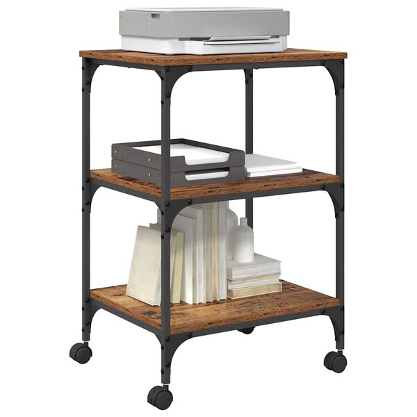 vidaXL Nyomtatóállvány Öreg fa 50 x 41 x 75 cm Faanyag