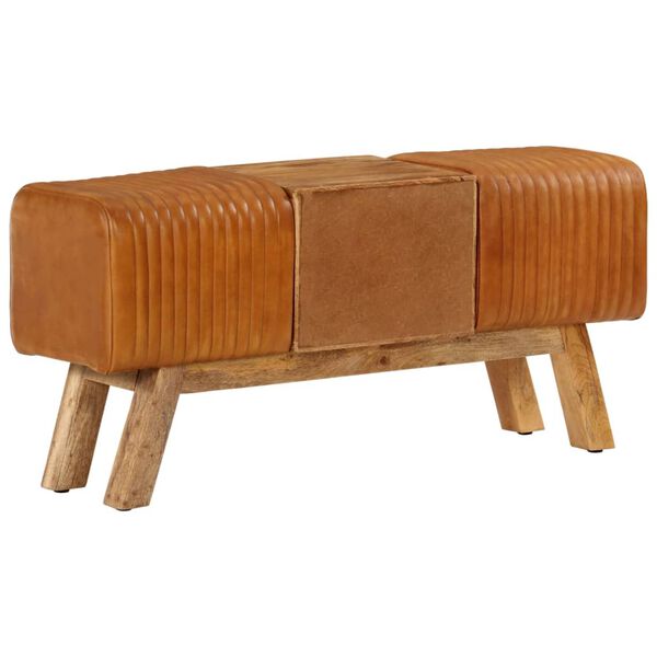 vidaXL barna val&oacute;di kecskebőr &eacute;s t&ouml;m&ouml;r mang&oacute;fa bokpad 107 cm