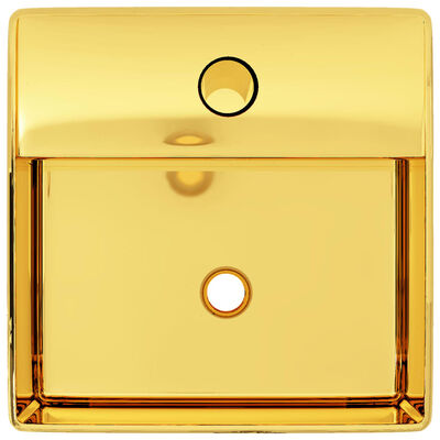 vidaXL aranyszínű kerámia mosdókagyló csap furattal 38 x 30 x 11,5 cm