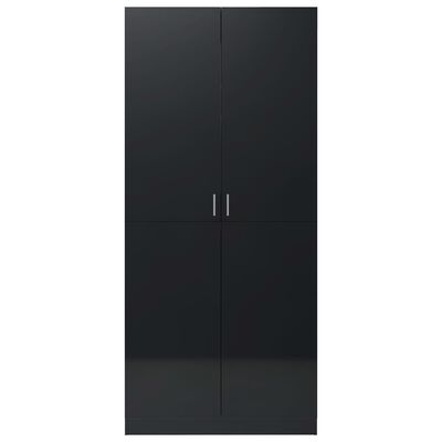 vidaXL magasfényű fekete forgácslap ruhásszekrény 80 x 52 x 180 cm