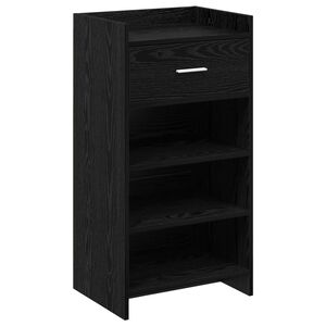 vidaXL Cipőszekr&eacute;ny fi&oacute;kkal Fekete T&ouml;lgy 48 x 36 x 92 cm Szerelt Fa