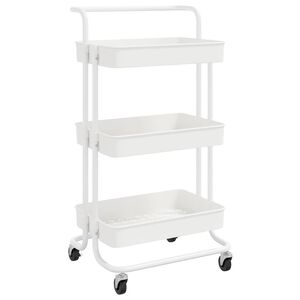 vidaXL feh&eacute;r 3 szintes vas &eacute;s ABS konyhai kerekes kocsi 42x35x85 cm