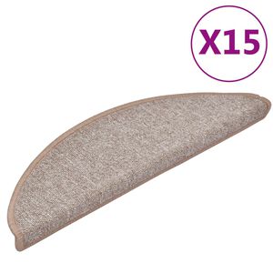 vidaXL 15 db vil&aacute;gosbarna f&eacute;lk&ouml;r alak&uacute; l&eacute;pcsőszőnyeg 56 x 17 x 3 cm