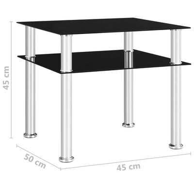 vidaXL fekete edzett üveg kisasztal 45 x 50 x 45 cm