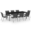 vidaXL 9 r&eacute;szes fekete k&uuml;lt&eacute;ri ac&eacute;l &eacute;tkezőgarnit&uacute;ra