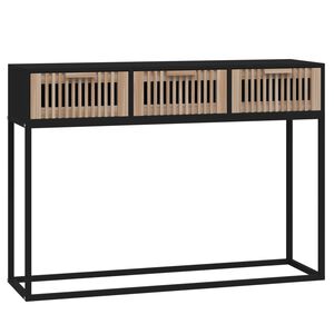vidaXL fekete szerelt fa &eacute;s vas t&aacute;lal&oacute;asztal 105x30x75 cm