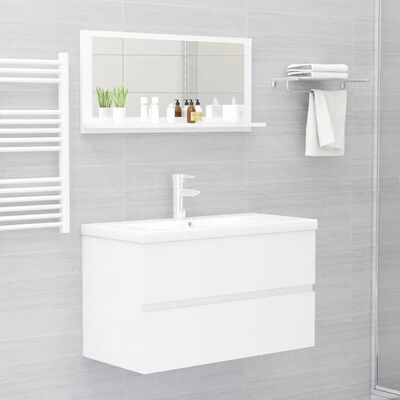 vidaXL magasfényű fehér forgácslap fürdőszobai tükör 80 x 10,5 x 37 cm