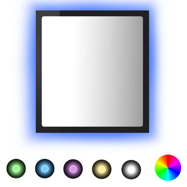 vidaXL magasf&eacute;nyű fekete akril LED-es f&uuml;rdőszobat&uuml;k&ouml;r 40x8,5x37cm