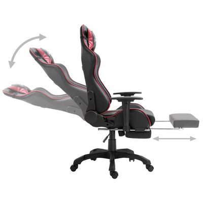 vidaXL bordó műbőr gamer szék lábtartóval