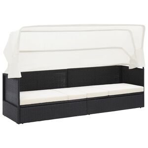 vidaXL fekete polyrattan kerti kanap&eacute; napellenzővel