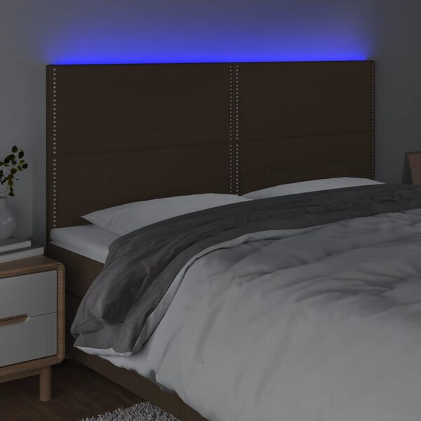 vidaXL s&ouml;t&eacute;tbarna sz&ouml;vet LED-es fejt&aacute;mla 180x5x118/128 cm
