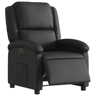 vidaXL fekete valódi bőr elektromos dönthető fotel