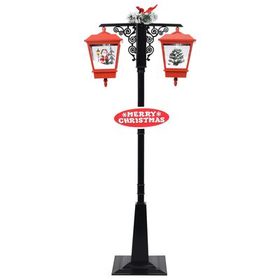 vidaXL fekete/piros PVC karácsonyi utcai lámpa Mikulással 81x40x188 cm