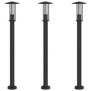 vidaXL 3 db fekete rozsdamentes ac&eacute;l k&uuml;lt&eacute;ri &aacute;ll&oacute;l&aacute;mpa 100 cm