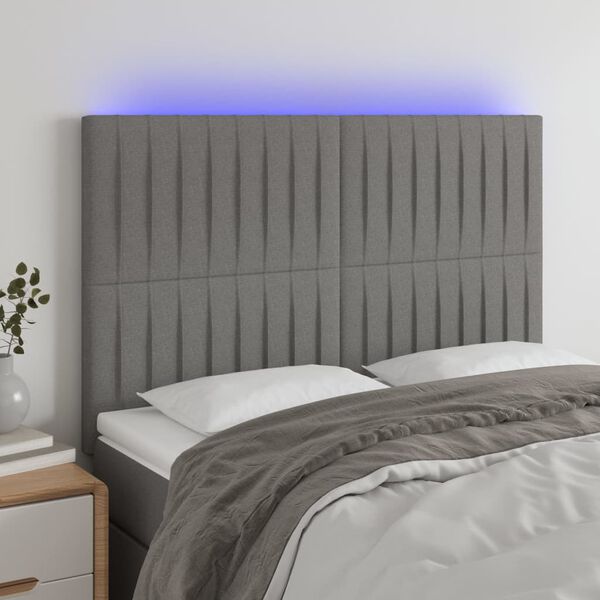 vidaXL s&ouml;t&eacute;tsz&uuml;rke sz&ouml;vet LED-es fejt&aacute;mla 144x5x118/128 cm