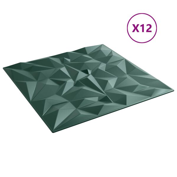 vidaXL Fali panelek 12 pcs Ametiszt Z&ouml;ld 50 x 50 cm XPS Hab