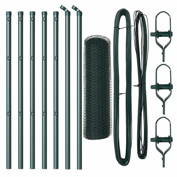 vidaXL Ker&iacute;t&eacute;soszlop Z&ouml;ld 10 x 0,8 m (25 mm h&aacute;l&oacute;) Ac&eacute;l &eacute;s PVC