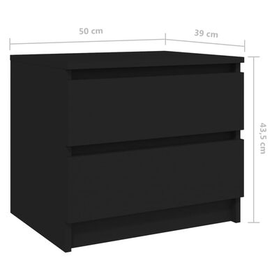 vidaXL fekete forgácslap éjjeliszekrény 50 x 39 x 43,5 cm