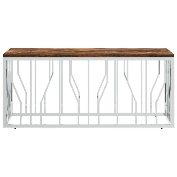 vidaXL rozsdamentes acél és tömör újrahasznosított fa dohányzóasztal