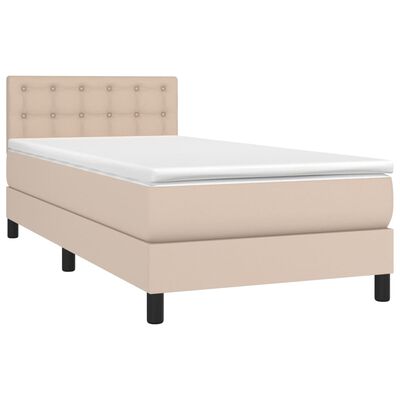 vidaXL cappuccino színű műbőr rugós ágy matraccal 100 x 200 cm