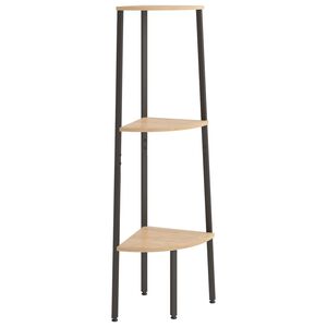 vidaXL 3 szintes vil&aacute;gosbarna &eacute;s fekete sarokpolc 45,5 x 31,5 x 120 cm
