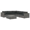 vidaXL 6 r&eacute;szes sz&uuml;rke polyrattan kertib&uacute;tor-garnit&uacute;ra p&aacute;rn&aacute;kkal