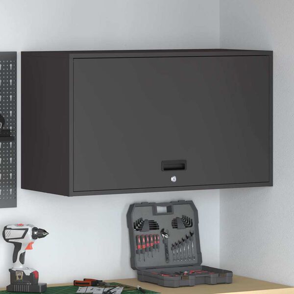 vidaXL Fali szekr&eacute;ny a gar&aacute;zsba Fekete 90 x 40 x 53 cm Porfestett ac&eacute;l