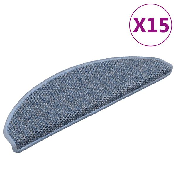 vidaXL 15 db szizál hatású kék öntapadó lépcsőszőnyeg 65x21x4 cm