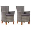vidaXL 2 db szürke polyrattan kerti szék párnával
