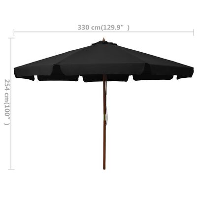 vidaXL fekete kültéri napernyő farúddal 330 cm