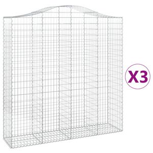 vidaXL 3 db &iacute;ves horganyzott vas gabion kos&aacute;r 200x50x200/220 cm