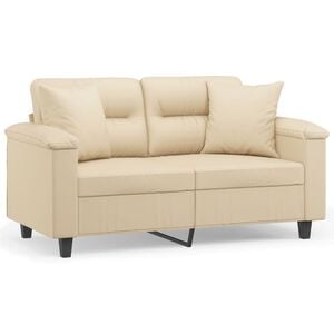 vidaXL 2 szem&eacute;lyes kr&eacute;msz&iacute;nű mikrosz&aacute;las sz&ouml;vetkanap&eacute; p&aacute;rn&aacute;kkal 120 cm