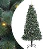 vidaXL Műfenyő Kivil&aacute;g&iacute;tott Kar&aacute;csonyfa G&ouml;mb&ouml;kkel Z&ouml;ld 240 cm PET