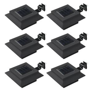 vidaXL 6 db n&eacute;gysz&ouml;gletes fekete k&uuml;lt&eacute;ri napelemes LED l&aacute;mpa, 12 cm
