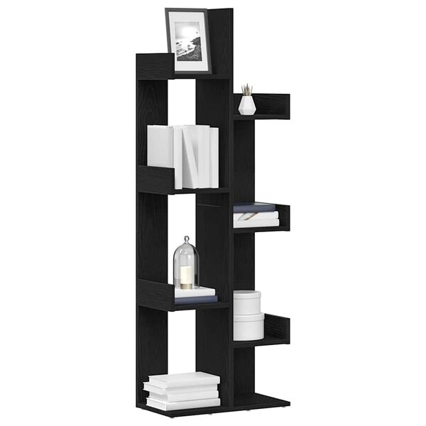 vidaXL K&ouml;nyvszekr&eacute;ny Fekete t&ouml;lgy 48 x 25,5 x 140 cm Faanyag