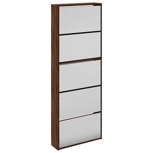 vidaXL barna t&ouml;lgy 5 szintes cipőszekr&eacute;ny t&uuml;k&ouml;rrel 63 x 17 x 169,5 cm