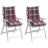 vidaXL 2 db piros kockás oxford szövet alacsony háttámlájú székpárna