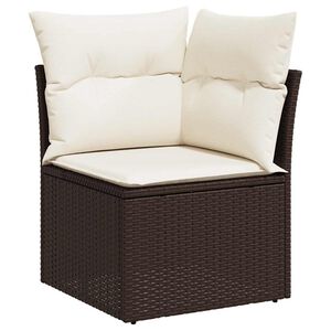 vidaXL barna polyrattan kerti sarokkanap&eacute; p&aacute;rn&aacute;kkal