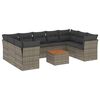 vidaXL 10 r&eacute;szes sz&uuml;rke polyrattan kerti &uuml;lőgarnit&uacute;ra p&aacute;rn&aacute;kkal