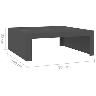 vidaXL szürke forgácslap dohányzóasztal 100 x 100 x 35 cm
