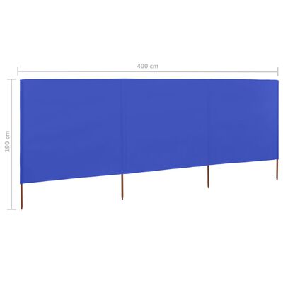 vidaXL azúrkék szövet 3-paneles szélfogó 400 x 160 cm
