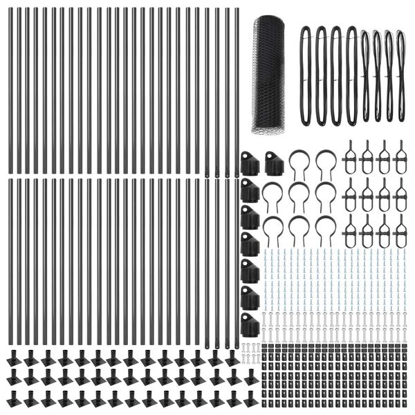 vidaXL Ker&iacute;t&eacute;soszlop Sz&uuml;rke 100 x 1 m (25 mm h&aacute;l&oacute;) Ac&eacute;l &eacute;s PVC