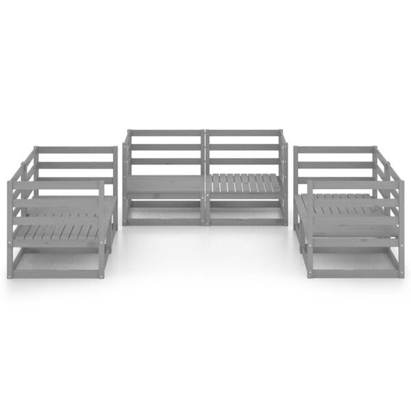 vidaXL 6 részes szürke tömör fenyőfa kerti ülőgarnitúra