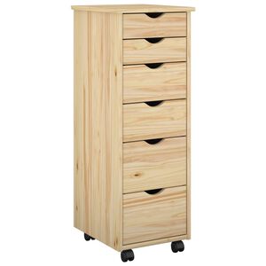 vidaXL G&ouml;rgős szekr&eacute;ny ker&eacute;kkel Barna 34 x 39 x 93,5 cm T&ouml;m&ouml;r fenyőfa