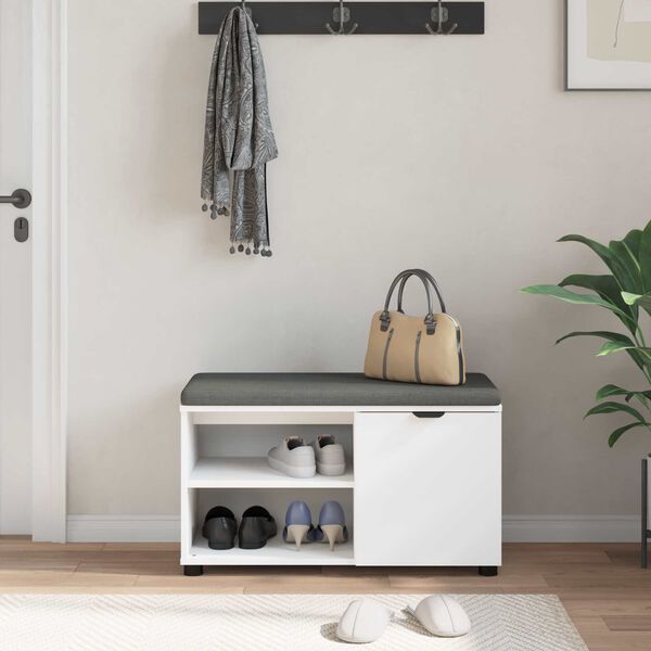 vidaXL Előt&eacute;r pad p&aacute;rn&aacute;val Feh&eacute;r 80 x 38 x 46 cm Műanyag Fa &eacute;s Sz&ouml;vet