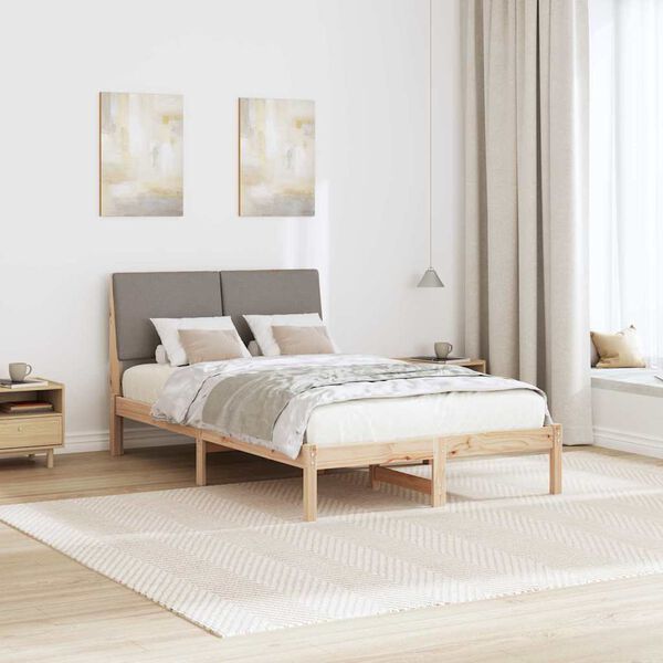 vidaXL &Aacute;gykeret fejt&aacute;ml&aacute;val Barna &eacute;s taupe 135 x 190 cm T&ouml;m&ouml;r fenyőfa